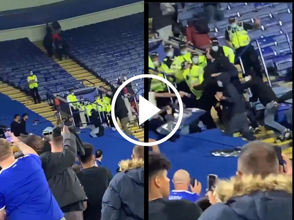Napoli and Leicester City fans clash at King Power Stadium during Europa League match
