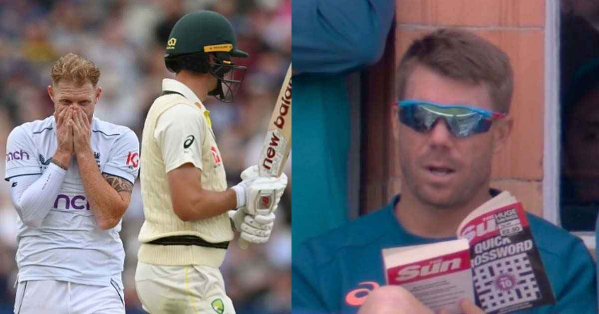 David Warner spotted solving crosswords in Lord’s balcony on Day 2 of second Ashes Test; picture David Warner spotted solving crosswords in Lord’s balcony on Day 2 of second Ashes Test; picture